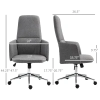 Vinsetto High Back Office Chair Breathable Fabric Computer Home Rocking Seat with Swivel Wheels, and Padded Arms, Grey(m-3)