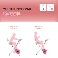 Soozier Foldable Magnetic Exercise Bike Indoor Stationary Upright Fitness Cycling Bike, 8 Level Quiet Magnetic Resistance, Pink(m-9)