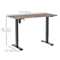 Vinsetto Electric Height Adjustable Standing Desk with 4 Memory Controller, 54 x 24 Inches Sit Stand Home Office Desk with Splice Board. Teak and Black(m-3)
