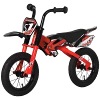 Qaba 12" Kids Balance Bike, No Pedal Training Bicycle, Motorbike Look, Steel Frame, with Air Filled Tires, Handlebar, PU Seat, for 3-6 Years Old, Red(m-11)