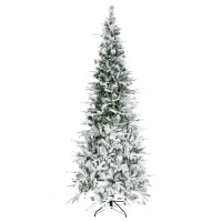 HOMCOM 9' Unlit Snow Flocked Pine Artificial Christmas Tree with Realistic Branches and 1159 Tips, Green(m-11)