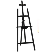 HOMCOM A-Frame Easel of Maximum Height 53", Holds Canvases Up to 43", Painting Studio Art Easel that Tilts up to 75° Degrees for Adults, Beginners, Students, Black(m-1)