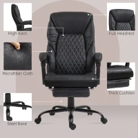 HOMCOM Executive Office Chair with footrest, High Back Desk Chair, Reclining Swivel Chair, Black(m-5)