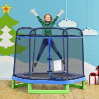 Outsunny 7FT Heavy-Duty Trampoline for Kids Outdoor Toys, Small Backyard 7' Trampoline with Net, Exercise Toy for Kids 3-12, Blue(m-10)