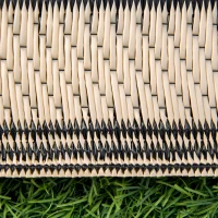 Outsunny Reversible Outdoor Rug, 9' x 18' Waterproof Plastic Straw Floor Mat, Portable RV Camping Carpet, Large Floor Mat for Deck, Backyard, Picnic, Beach, Black & Beige(m-9)