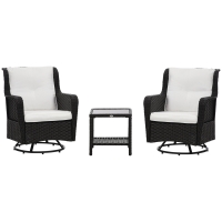 Outsunny Patio Bistro Set, Porch Furniture with 360° Rotation & Rocking Function, 28.25"x30.75"x36.25", Cream White