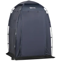 Outsunny 60" x 60" x 82" Shower Tent Extra Wide Changing Room Privacy Portable Camping Shelters with Windows & Floor Mat, Dark Blue(m-11)