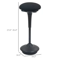 HOMCOM Backless Wobble Chair, Adjustable Active Ergonomic Stool Chair, with Rocking Motion, Padded, Black(m-3)