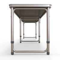 Outsunny Aluminum Camping Table with Adjustable Legs, 8ft Folding Picnic Table for Travel, BBQ, Beach or Hiking, Black & Red(m-9)