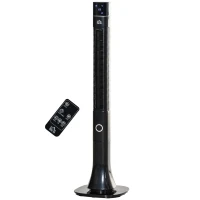 HOMCOM 47.25" Oscillating Tower Fan Cooling for Bedroom with 3 Speeds, Floor Fan with 12h Timer, LED Display, and Remote Control, Black(m-11)