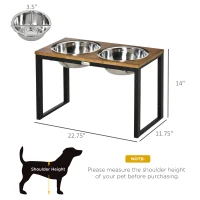 PawHut Elevated Dog Bowls with Stand, Raised Dog Feeder for Large Sized Dogs, Oak(m-3)