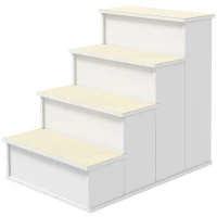 PawHut Dog Steps Pet Stairs for Bed Cat Ladder for Couch with Non-Slip Carpet, 15.7" x 23.2" x 21.3", White(m-2)