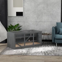 PawHut Wooden Hamster Cage Rat Cage with Slide, Tray, Grey(m-1)