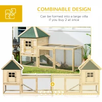 PawHut 68" Wooden Rabbit Hutch, Pet Playpen with 3 Doors, Bunny House Enclosure with Slide-out Tray, Ramp, for Rabbits and Small Animals, Natural(m-7)