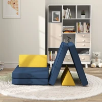 Qaba 6 Pieces Foam Climbing Blocks for Toddlers with Washable Cover, Climb and Crawl, Blue(m-8)