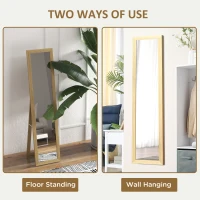 HOMCOM 15" x 62" Full Length Mirror for Bedroom, Free Standing Dressing Mirror, Wall Mirror for Living Room, Oak(m-5)
