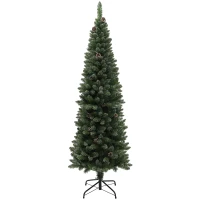 HOMCOM 6ft Artificial Pencil Christmas Tree with 618 Branches, Pinecones, Metal Stand, Realistic Xmas Tree for Home(m-2)