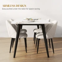 HOMCOM Modern Dining Chairs Set of 4, Upholstered Dining Room Chairs with Metal Legs, Shell Backrest, Padded Seat, Cream White(m-7)
