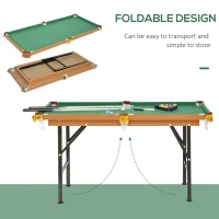 Soozier 55" Portable Folding Billiards Table Game Pool Table for Whole Family Number Use With Cues, Ball, Rack, Chalk, Green(m-5)