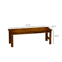 Outsunny 2-Seat Wood Garden Bench, Patio Bench Outdoor Bench with Slatted Seat, Backless Front Porch Bench for Park, Garden, Poolside, Deck, Carbonized(m-3)