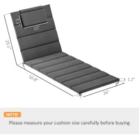 Outsunny Foldable Chaise Lounge Cushion Set of 2, Outdoor Lounge Chair Cushion Set, UPF50+ 230gsm Olefin, 80" x 26" Dark Gray(m-3)