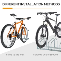 Soozier 4-Bike Bicycle Floor Parking Rack Cycling Storage Stand Garage Organizer for Indoor and Outdoor Use Silver(m-10)