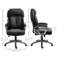 Vinsetto High Back Executive Chair Computer Ergonomic Task Seat PU Leather Swivel Chair for Office with Padded Armrests, Adjustable Height, Black(m-3)