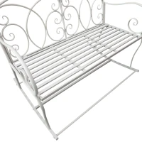 Outsunny Patio 2 Seater Rocking Bench Steel Garden Outdoor Garden Loveseat w/ Elegant Patern for Garden, Balcony, Porch, White(m-9)