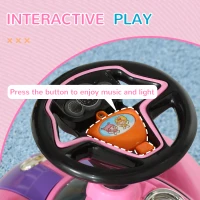 Qaba Baby Push Car with Music, Horn, Light, Pink(m-5)