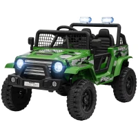 Qaba 12V Ride on Car, Ride on Truck w/ Remote, 4 Suspension Wheels, 3 MPH Max Speed, Music, Horn & Lights, Green(m-1)