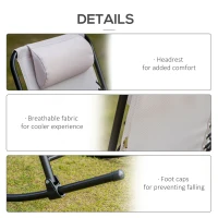 Outsunny 2pc Patio Foldable Rocking Chair Set w/ Breathable Mesh Seat & Backrest, Padded Headrest for Park, Backyard, Garden, Cream White(m-7)