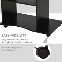 HOMCOM Computer Desk Cart, Mobile Small Office Workstation with Slide-Out Keyboard Tray, Adjustable Shelf, & CPU Stand, Black(m-7)