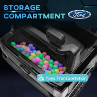 Qaba Ford Ranger Licensed Kids Ride on Car 12V Battery Power Car with Remote Control, Spring Suspension Toy Storage, Black(m-5)