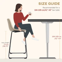 HOMCOM Bar Height Bar Stools Set of 2, Vintage PU Leather Bar Chairs, Kitchen Stools with Footrest for Home Bar, Beige(m-6)