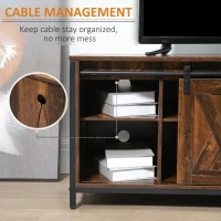 HOMCOM Industrial TV Stand for TVs up to 60", TV Console with Storage and 2 Sliding Barn Doors, Freestanding Entertainment Unit for Living Room, Bedroom, Brown(m-7)