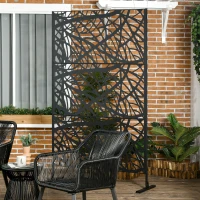 Outsunny Decorative Outdoor Privacy Screen, See-Through Outdoor Divider/Separator with Twisted Branch Motif for Fun Shadows or Climbing Plant Trellis, Fence Panel for Garden Walkway, Backyard, 6.5FT(m-10)