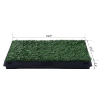 PawHut 24" x 20" Portable Potty Training Dog Pad Fake Grass for Dogs and Small Animals(m-3)