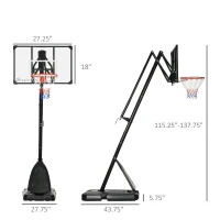 Soozier Portable Basketball Hoop, 9.6-11.5FT Screw Jack Height-Adjustable Basketball System with 42'' Backboard and Wheels for Kids Junior Adults Indoor Outdoor Use(m-3)