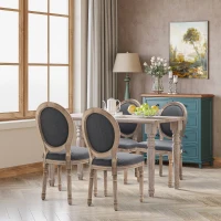 HOMCOM Vintage Armless Dining Chairs Set of 4, French Chic Side Chairs with Curved Backrest and Linen Upholstery for Kitchen, or Living Room, Grey(m-2)