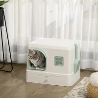 PawHut Cat Litter Box with Scoop, Deodorants, Front Entrance, Drawer Pan, 20" x 16" x 16", White(m-10)