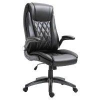 Vinsetto High-Back Office Chair Executive Swivel Computer Desk Chair, with PU Leather, Flip-up Armrest, Black(m-11)