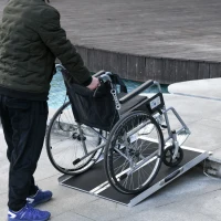 HOMCOM FSA/HSA Eligible Wheelchair Ramp 3FT, Folding Aluminum Threshold Ramp with Non-Slip Surface, Transition Plate, 594lbs Weight Capacity for Home, Doorways, Curbs, Steps(m-10)