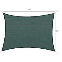 Outsunny 16' x 20' Sun Shade Sail Canopy Outdoor Shade Sail Cloth for Patio Deck Yard with D-Rings and Rope Included, Green(m-3)