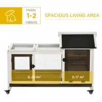 PawHut Rabbit Cage with Wheels, Ramp, Run, Tray for Indoor Outdoor, Suitable for Rabbit, Guinea Pig, Coffee(m-4)