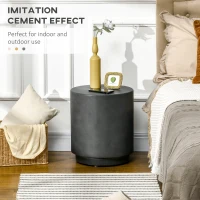 HOMCOM Terrazzo Finish Side Table, 17" Round End Table for Indoor and Outdoor, Charcoal Grey(m-4)
