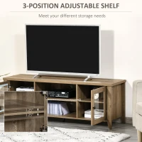 HOMCOM Fireplace TV Stand for TVs up to 60 inches, Wood TV Cabinet w/ Storage Doors or Living Room, Office, Brown Wood Grain(m-6)