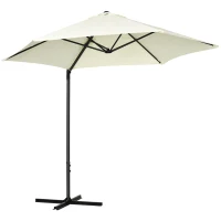 Outsunny 8.5FT Offset Patio Umbrella with 360° Rotation, Outdoor Cantilever Roma Parasol Hanging Sun Shade Canopy Shelter with Cross Base, Beige(m-11)