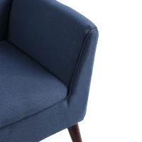 HOMCOM Traditional Living Room Chair, Armchair with Button Tufted Polygonal Straight Back, Single Sofa with Thick Padding, Blue(m-8)