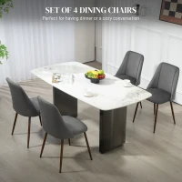 HOMCOM Upholstered Dining Chairs Set of 4, Velvet Accent Chair with Back and Wood-grain Steel Leg for Kitchen, Dark Grey(m-4)