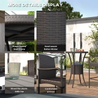 Outsunny 3 Pieces Patio Bar Set, Rattan Bistro Table and Chairs, Outdoor Conversation Furniture Set with Ice Bucket, Dark Brown(m-5)